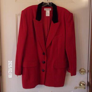 Ladies Classic Red Wool & Cashmere Chaus, Jacket with Lining